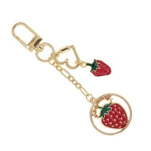 NWT! Strawberry Gold Keychain With Multiple Key Holders
